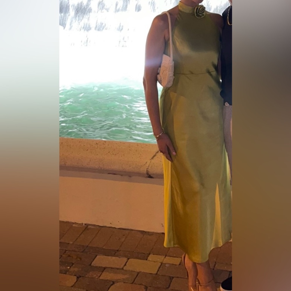 Elegant Satin Halter Midi Dress